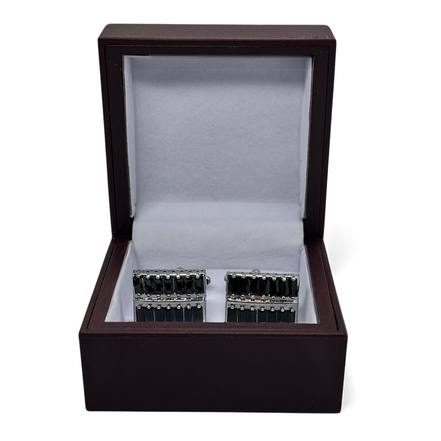 Imperial Black Row Silver Cufflinks