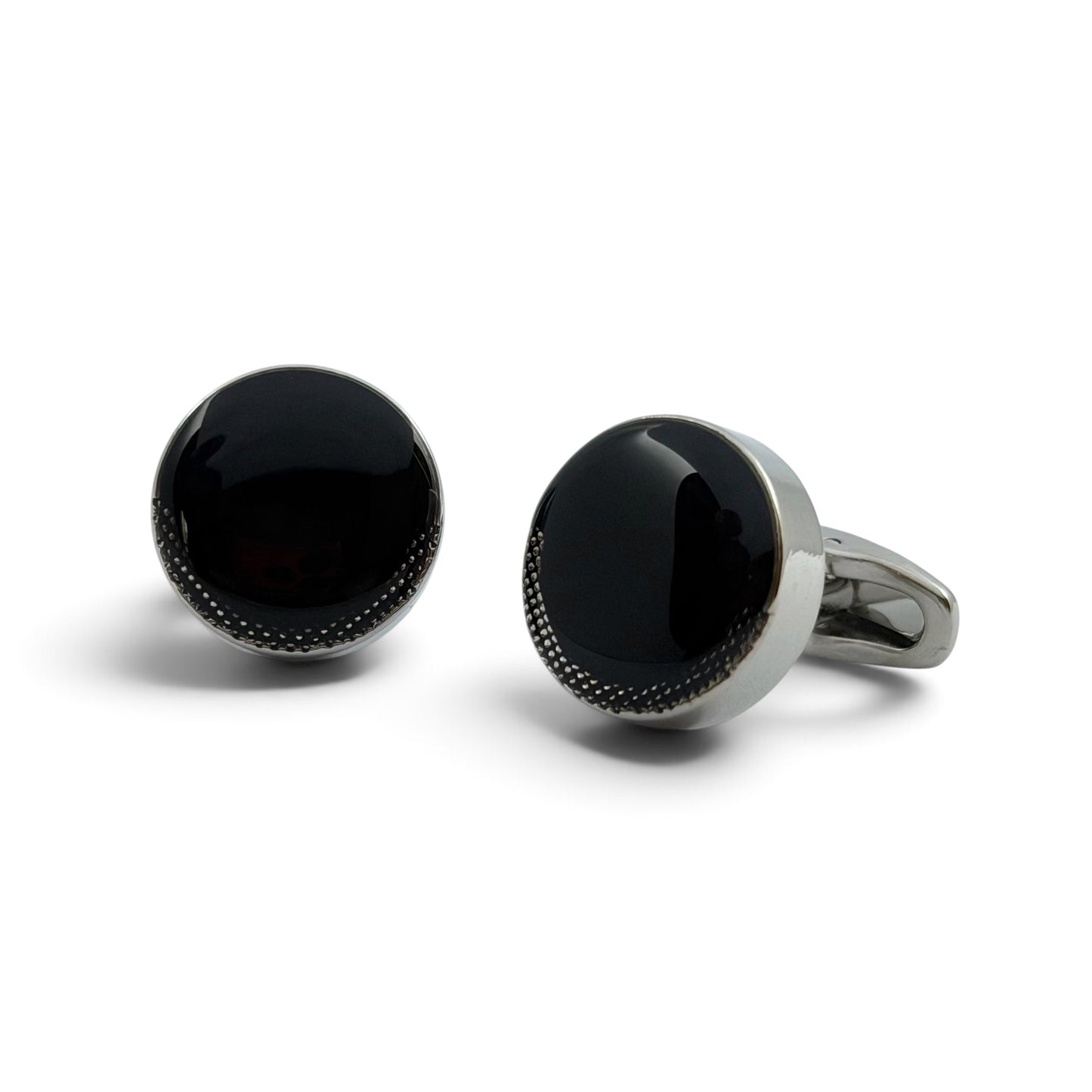 Obsidian Halo Silver Cufflinks