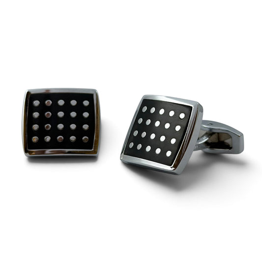 Dotted B Grid Silver Cufflinks