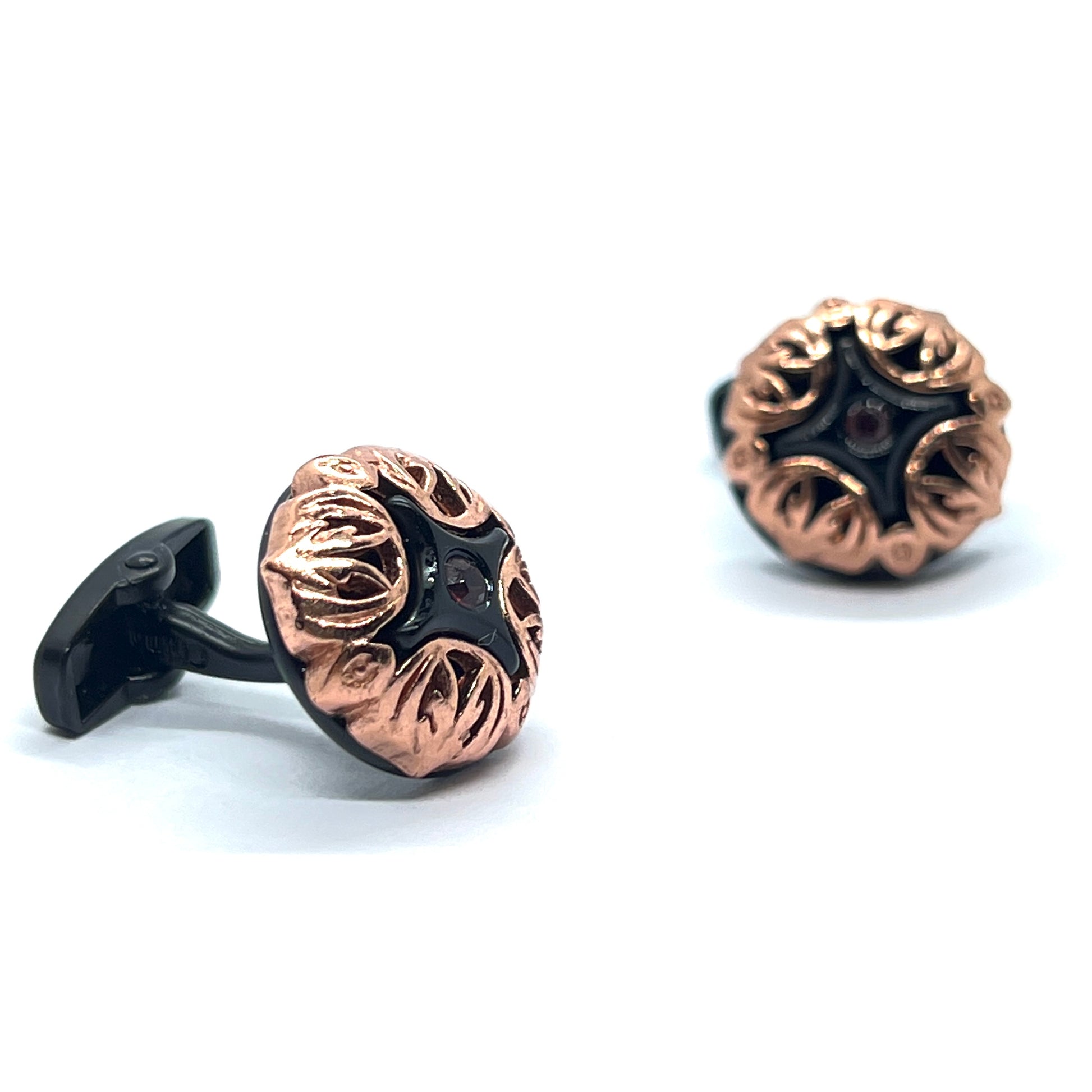 Rhino Star Black Rose Gold Cufflinks