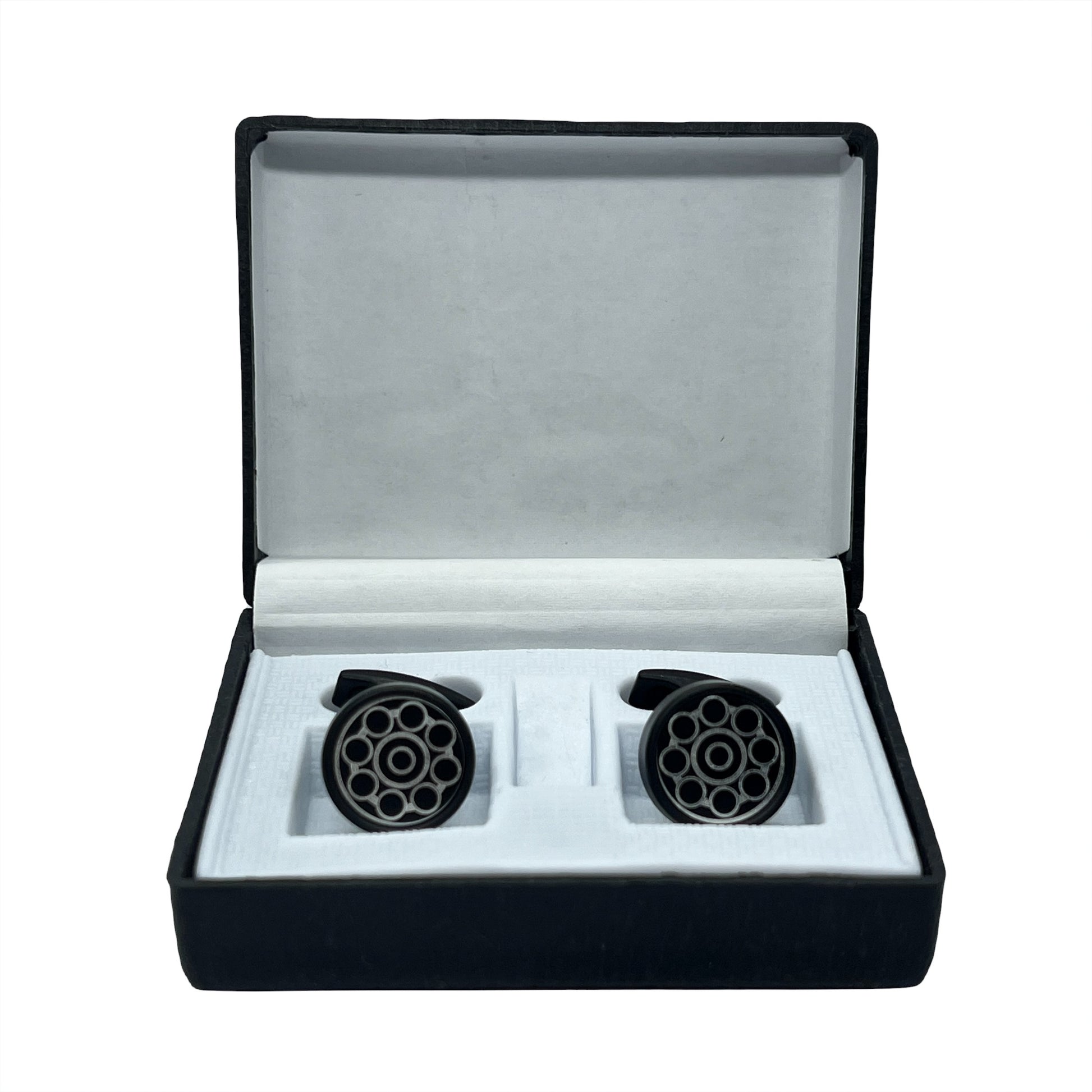 Round Silver Black Matt Cufflinks Box Pakistan