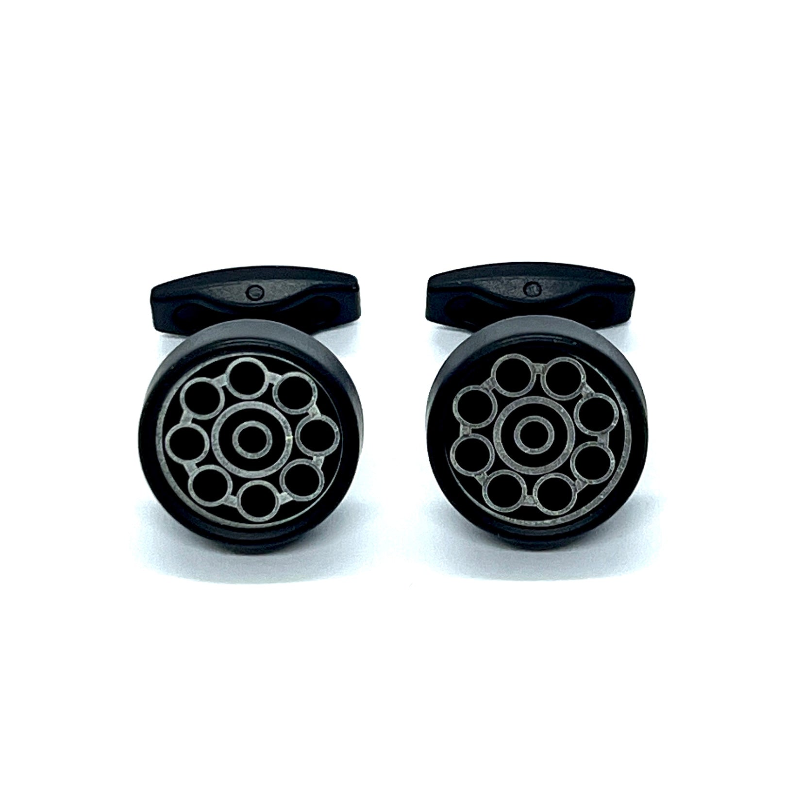 Round Silver Black Matt Cufflinks Pakistan