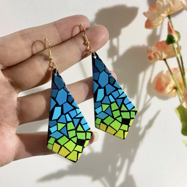 Patchwork Bear Acrylic Multicolour Drop Earrings