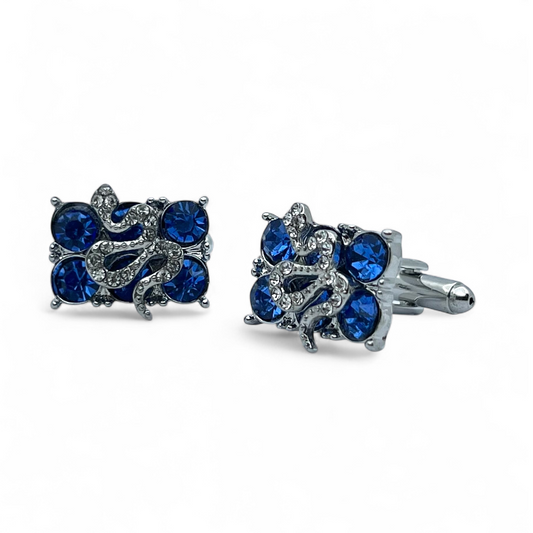Blue Rhino Snake Silver Cufflinks