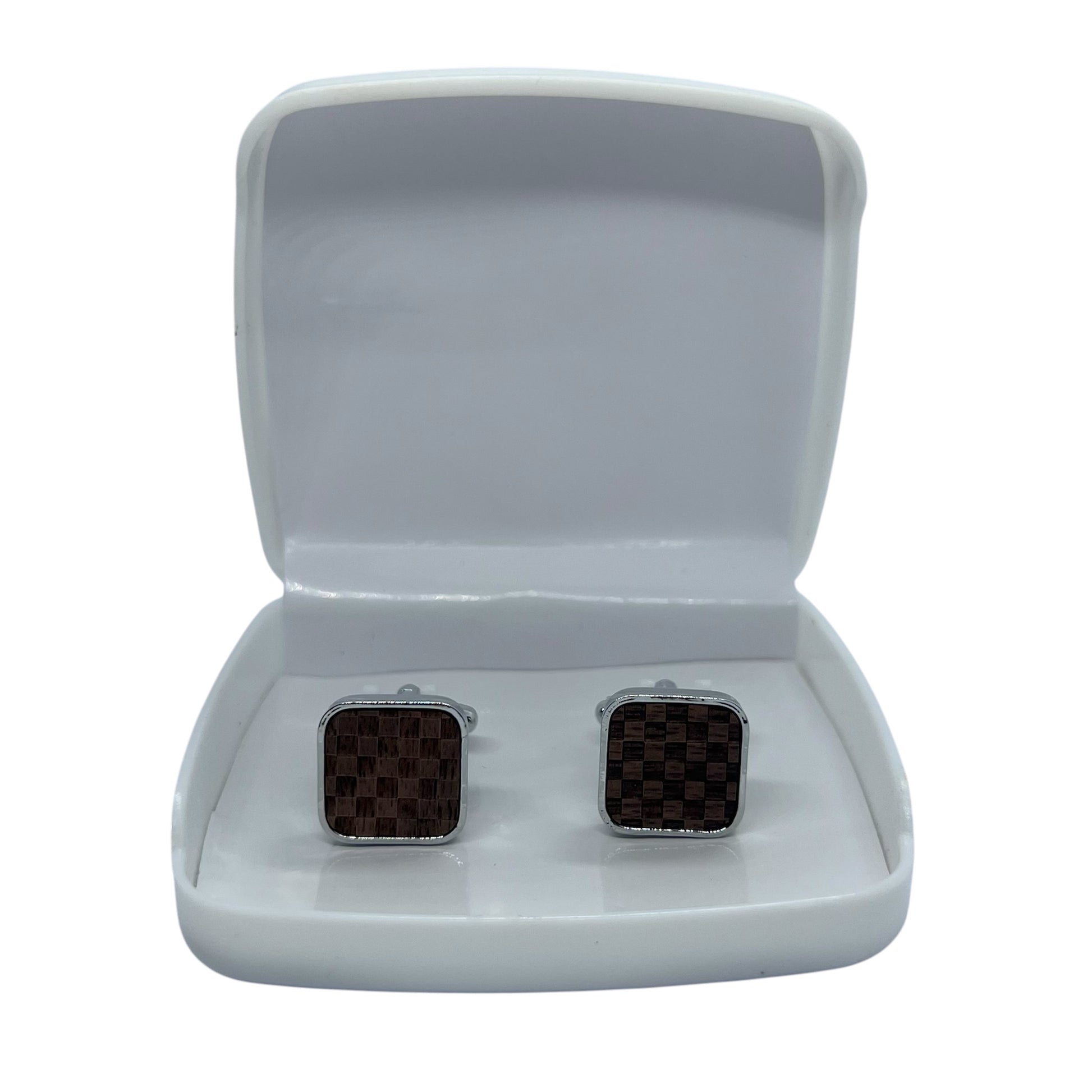 Wooden Chess Silver Cufflinks Pakistan with Box